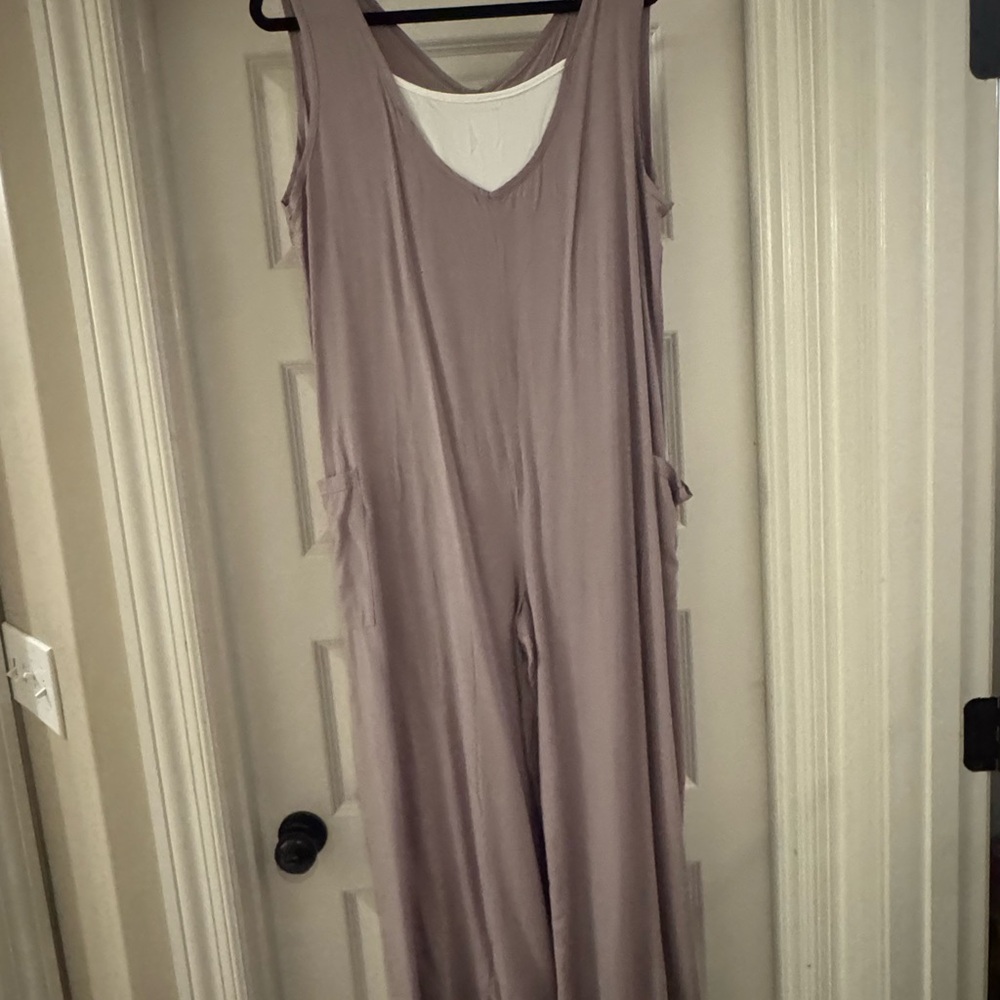 Sleeveless light brown Jumpsuit - Women's Relaxed Fit